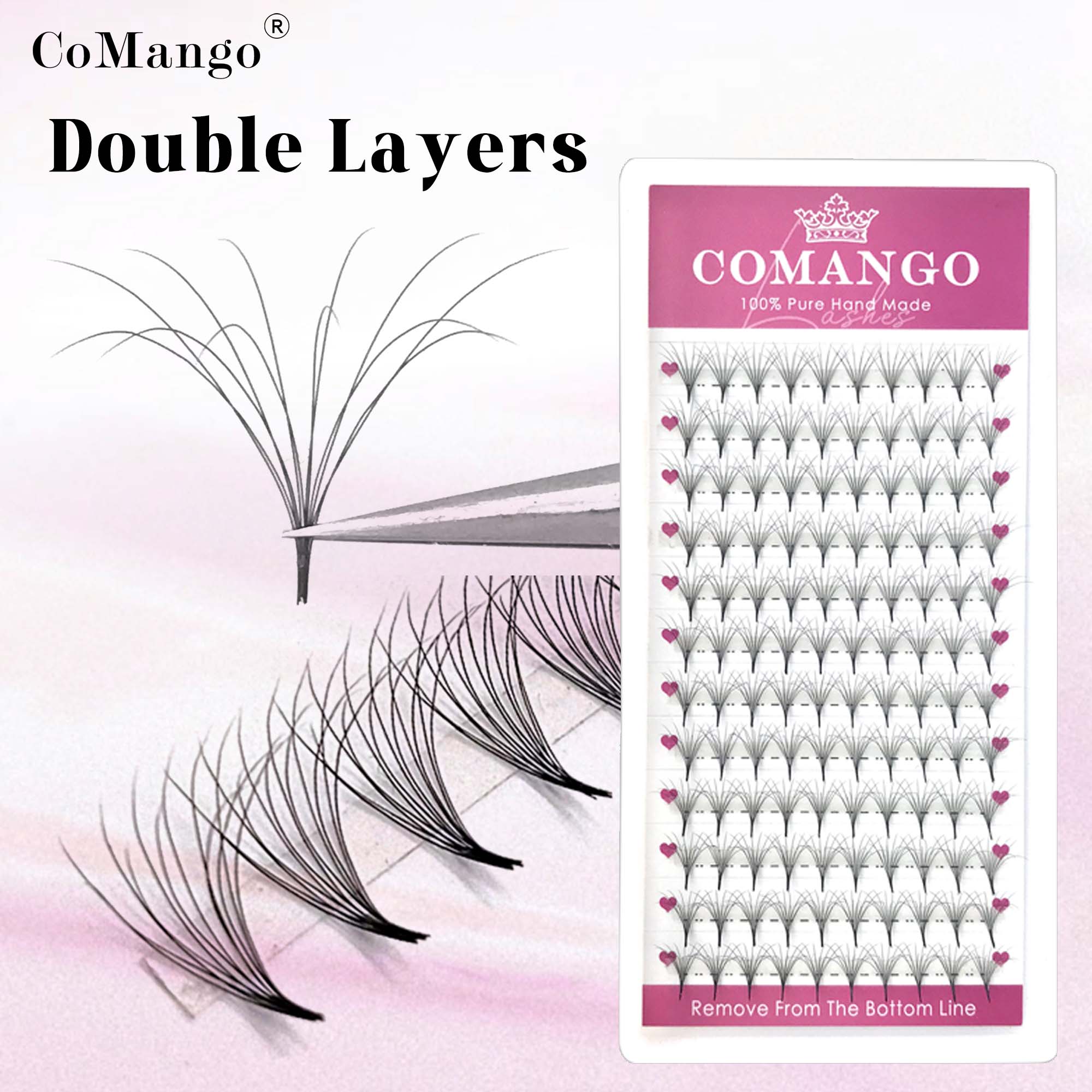Eyelash Extension Mega Volume - COMANGO 예쁜 더블 레이어 푹신한 미리