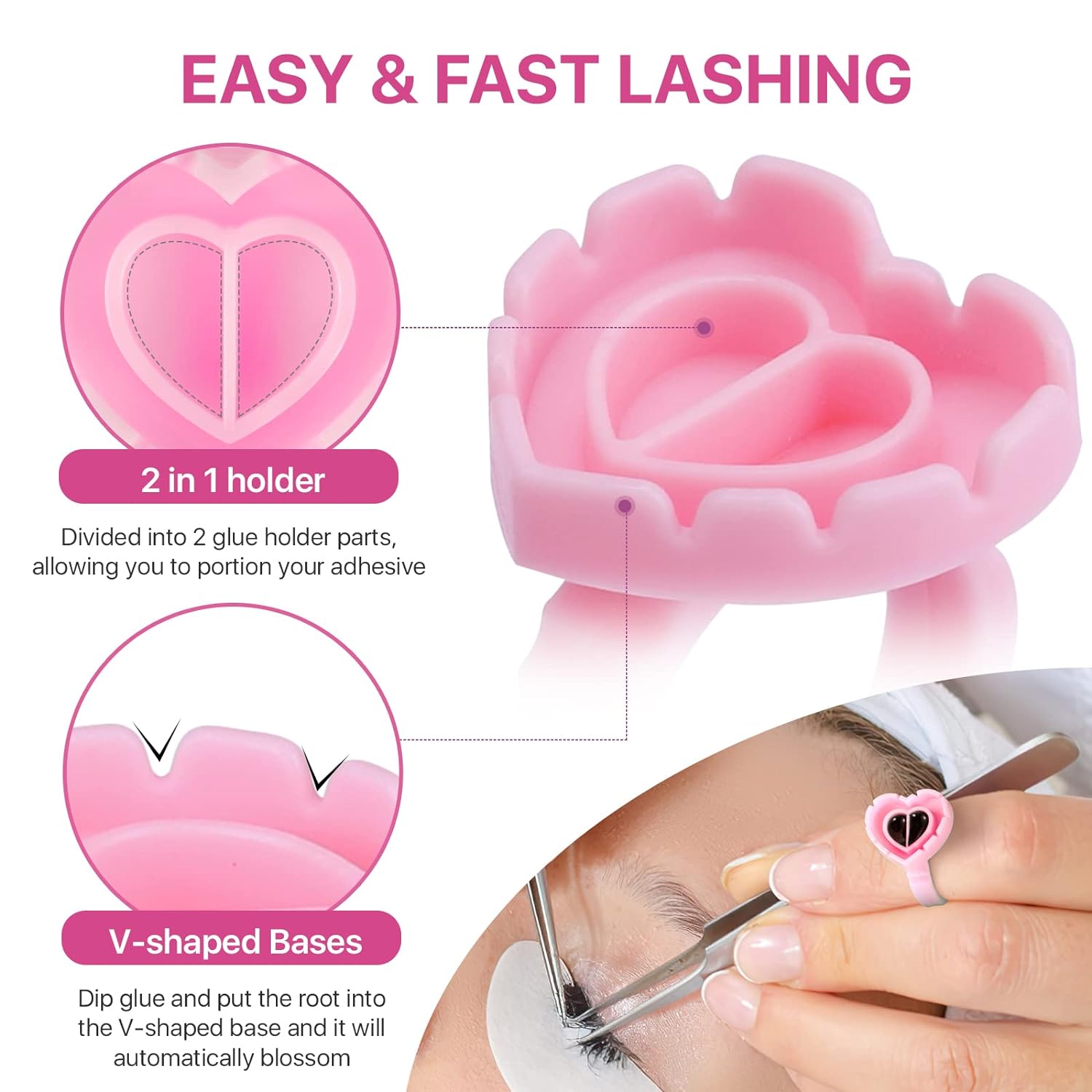 100 PCS 일회용 하트 모양의 플라스틱 접착제 링  - Eyelash Extension Aftercare 리뷰 및 가격