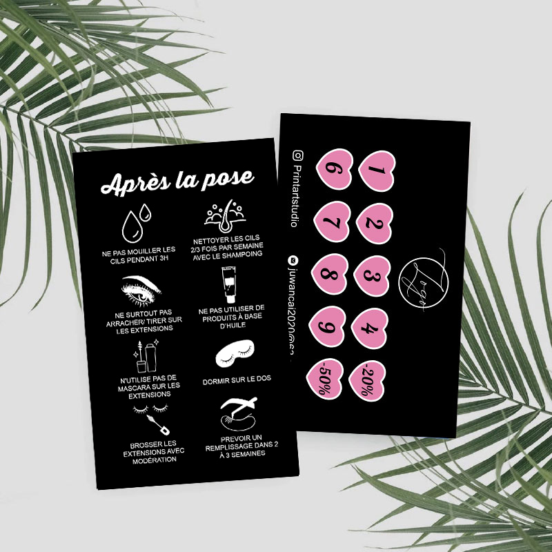 맞춤형 속눈썹 연장 로열티 카드, 지도 카드, 애프터케 - Eyelash Extension Aftercare 리뷰 및 가격
